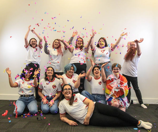 Endo Warriors volunteers celebrating with confetti